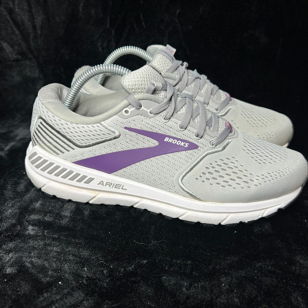 Brooks Ariel 20 1203151B009 Womens 10 B Running Shoes Oyster Alloy Grape Sneaker - Picture 4 of 8